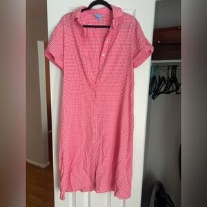 Draper James Pink Checkered Midi Dress